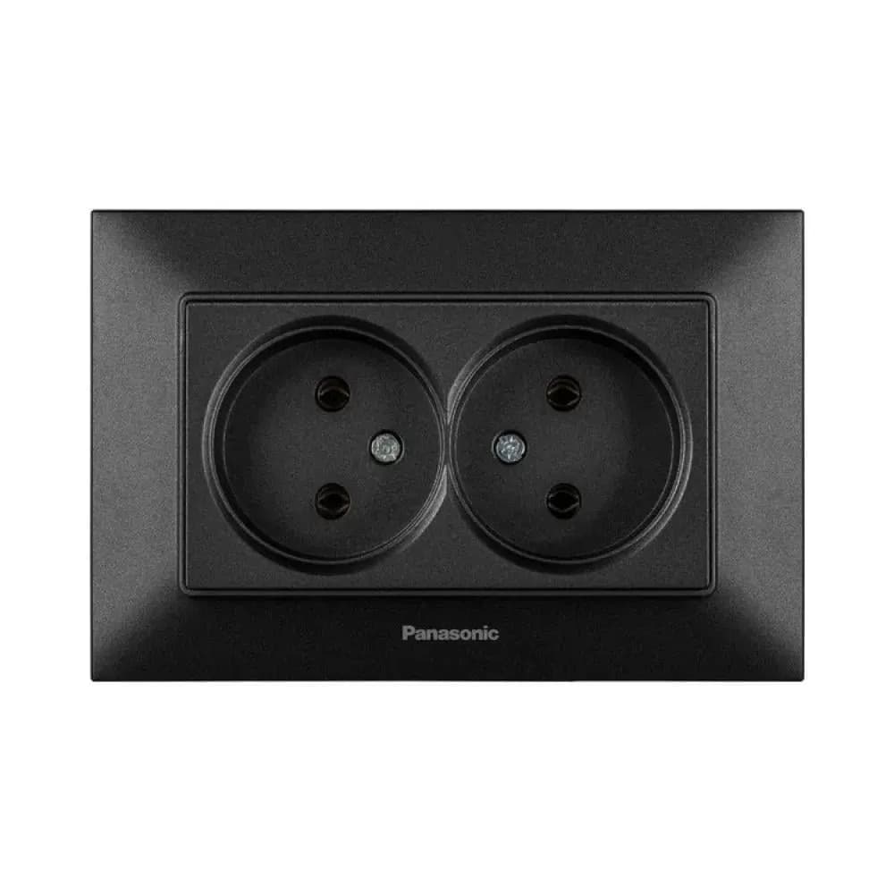 Розетка Panasonic Arkedia Slim 2-на, чорн. - 089086143