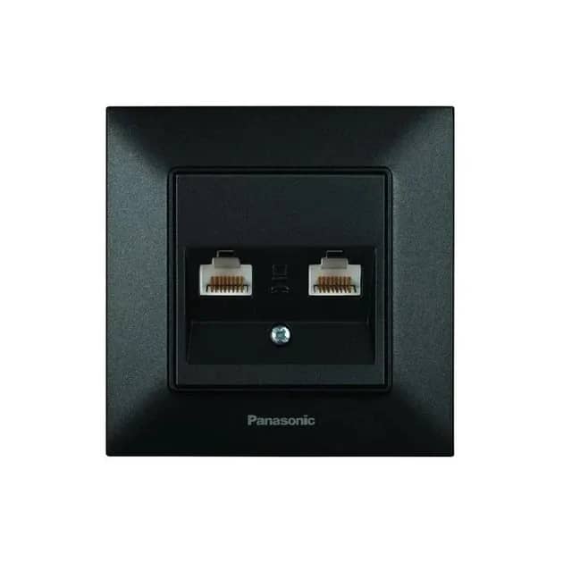 Розетка 2-на Panasonic Arkedia Slim РС RJ45 CAT6e, чорн. - 259400