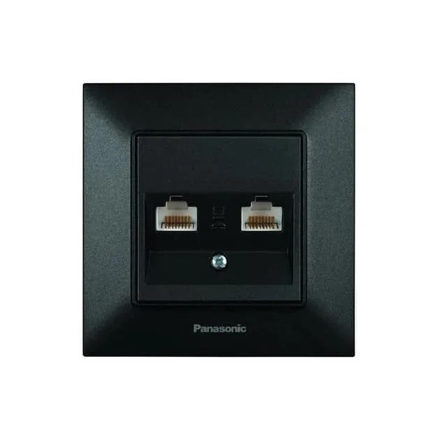 Розетка 2-на Panasonic Arkedia Slim РС RJ45 CAT6e, чорн. - 371864366