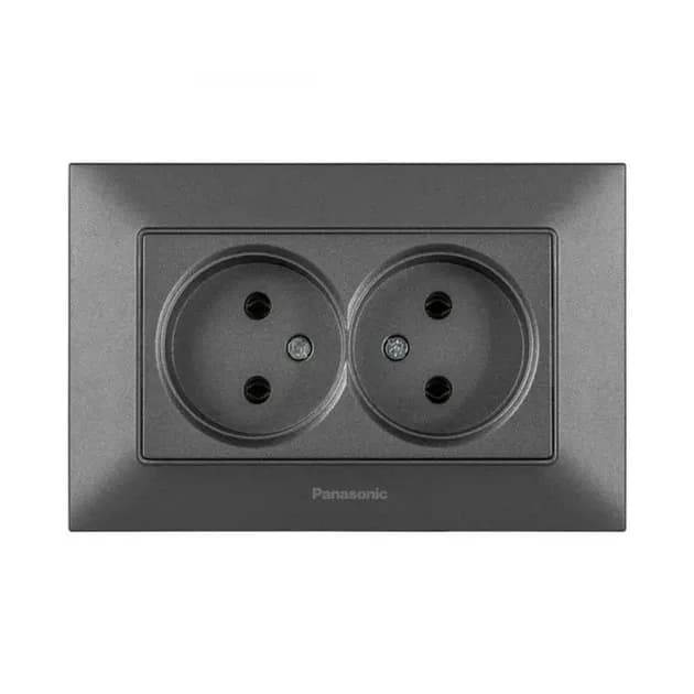 Розетка 2-на Panasonic Arkedia Slim, димч. - 147849885