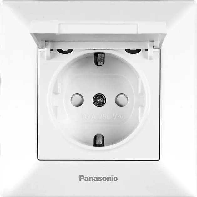 Розетка з з/к+зах.шторки+кришк. Panasonic Arkedia Slim, біла - 902812120