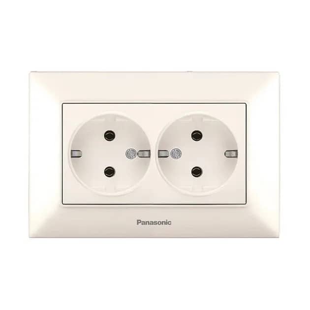 Розетка Panasonic Arkedia Slim 2-на з з/к, крем - 259406