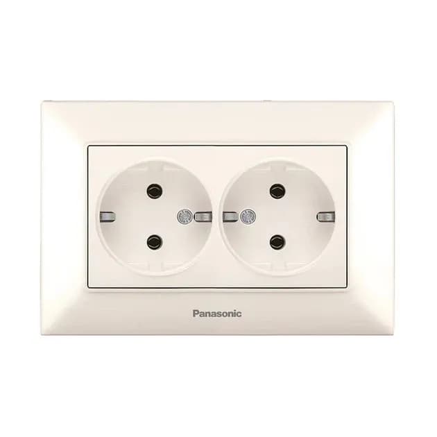 Розетка Panasonic Arkedia Slim 2-на з з/к, крем - 337317125
