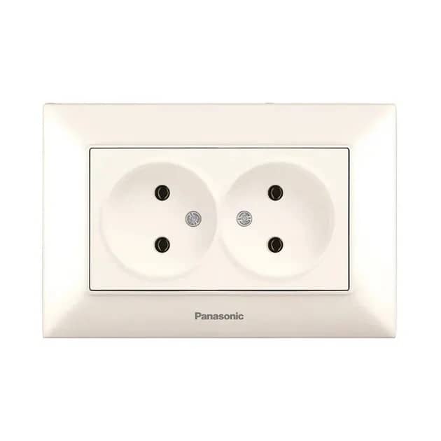 Розетка Panasonic Arkedia Slim 2-на, крем - 259407