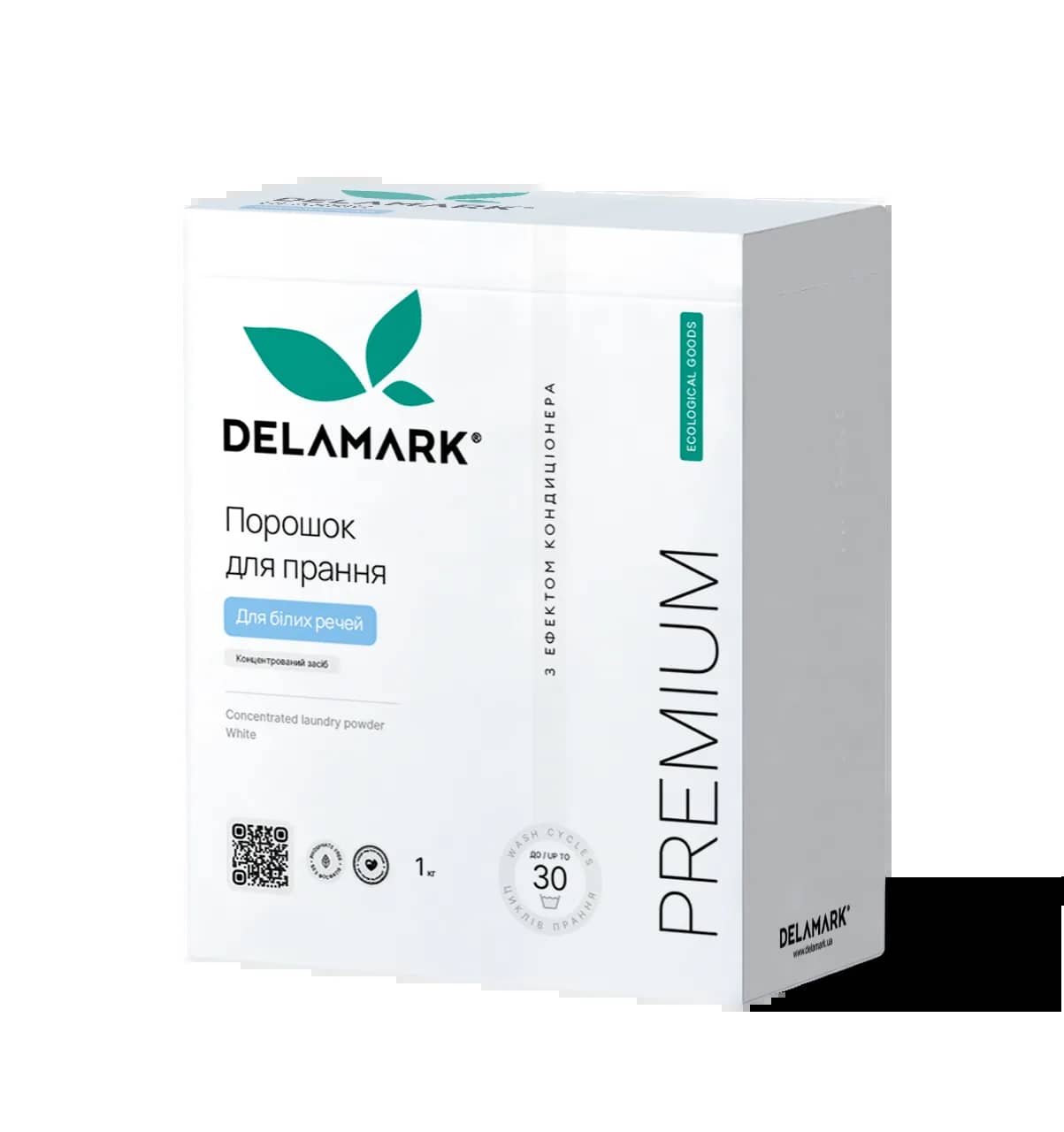 Концентрированный бесфосфатный стиральный порошок De La Mark Premium Line White с эффектом кондиционера 1 кг (4820152330956) - 265311