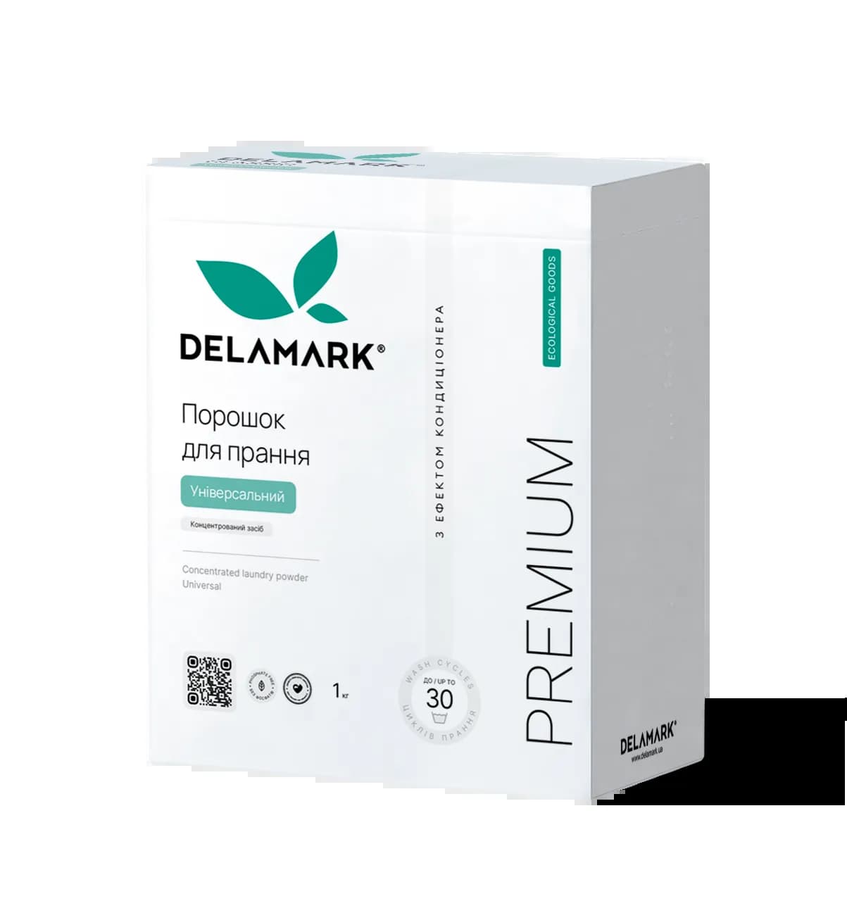 Концентрований безфосфатний пральний порошок Delamark Premium Line Universal з ефектом кондиціонера 1 кг (4820152330963) - 265319