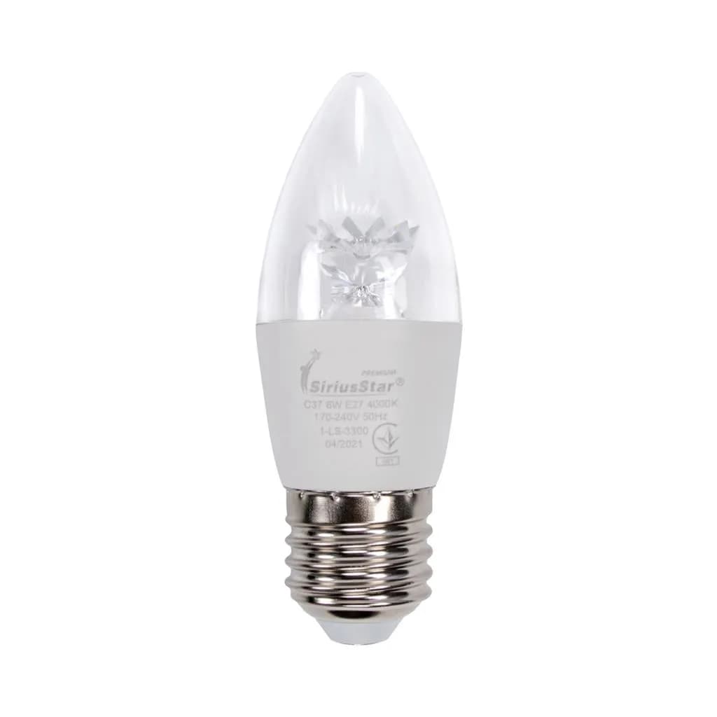 Светодиодная лампа SIRIUSSTAR 3300 CA37 crystal 6W-4000K-E27 - 695841591