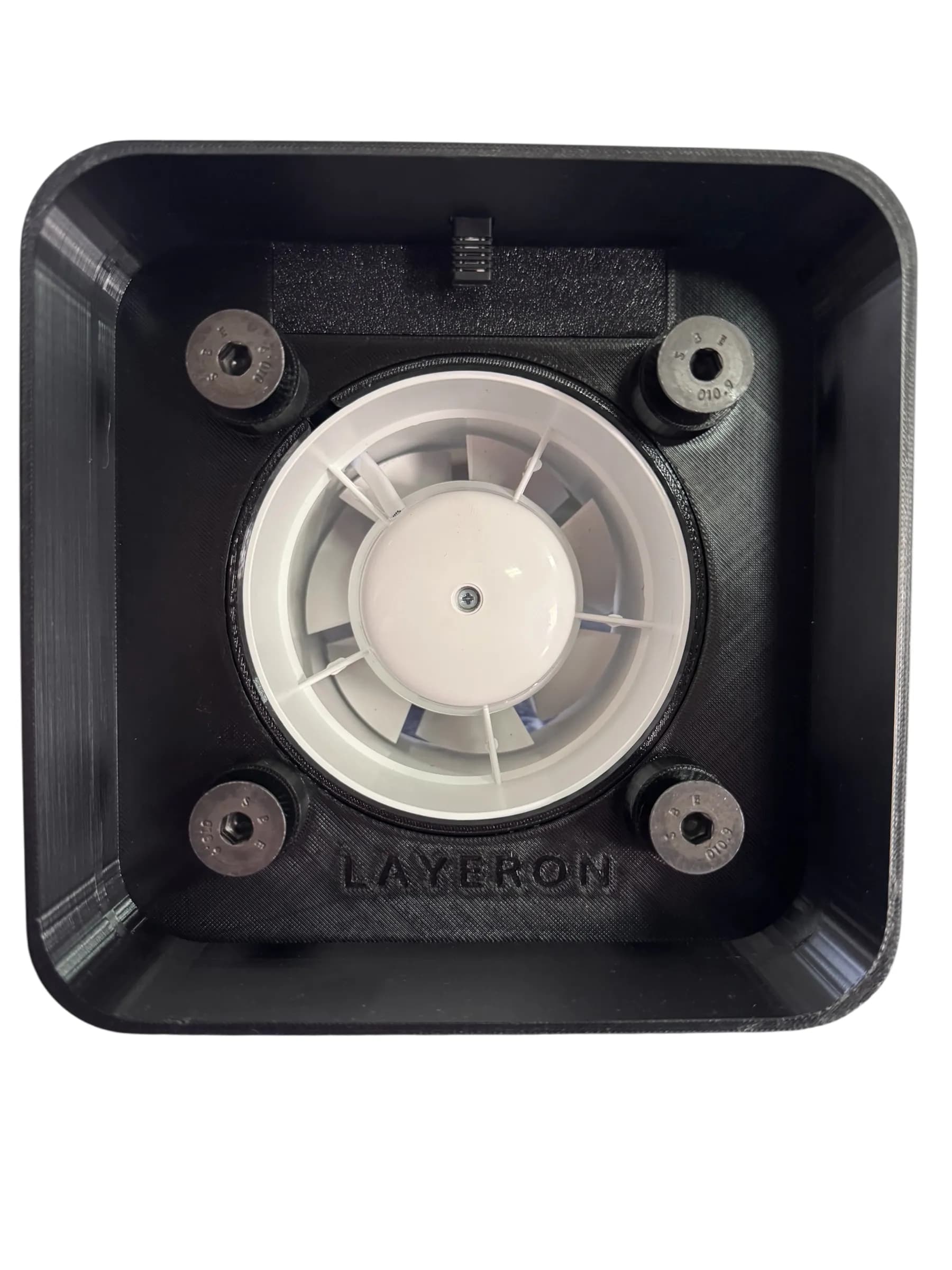 Вентилятор (витяжка) прихованого монтажу Layeron D100 (L0046-1) з датчиком вологості та таймером – 105 м³/год, білий/чорний - 346024986