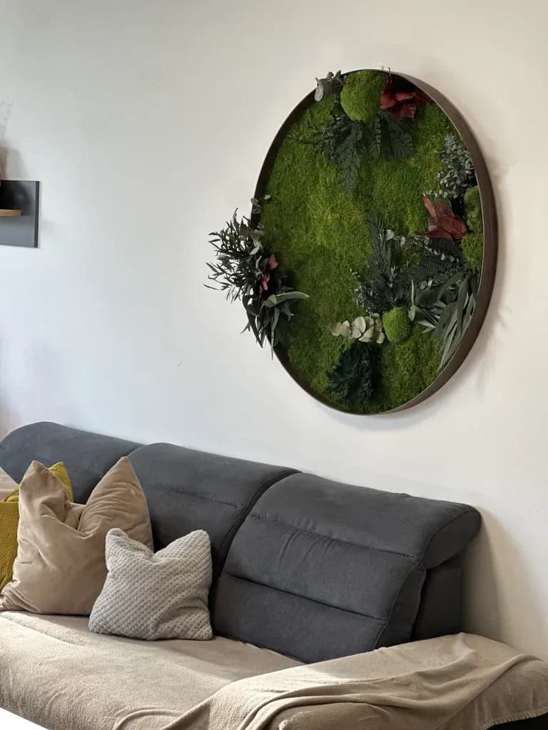 Кругла картина з моху та рослин – джунглі - 40 см - 072748894