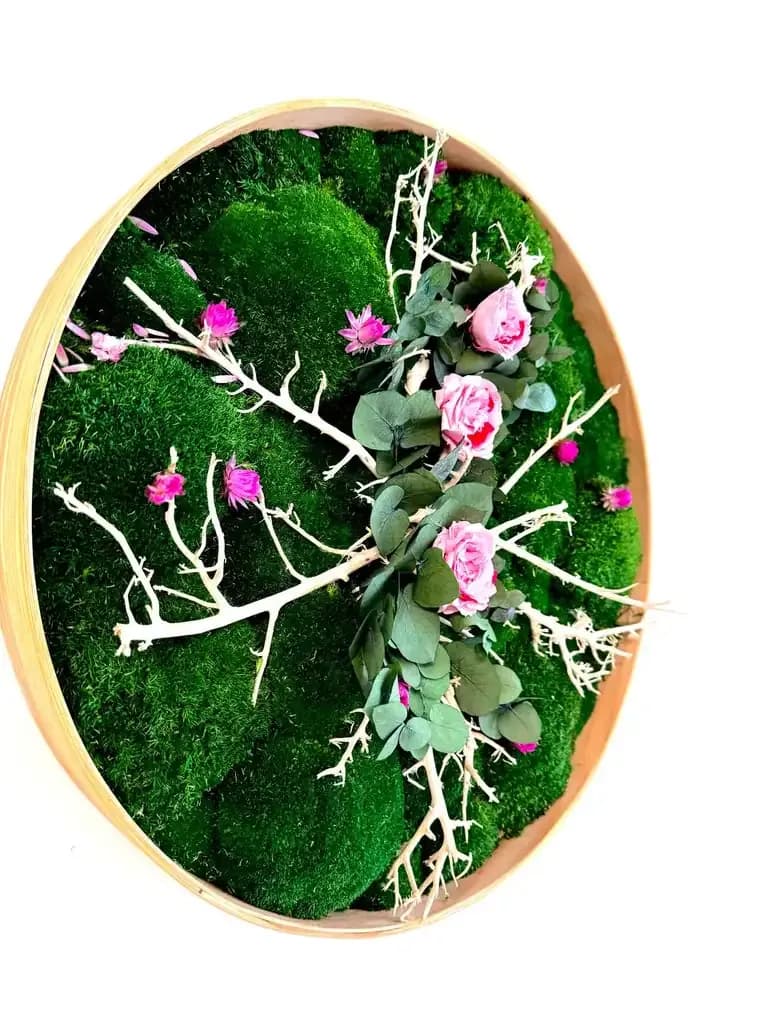 Кругла картина з моху та троянд - 120 см - 313532634