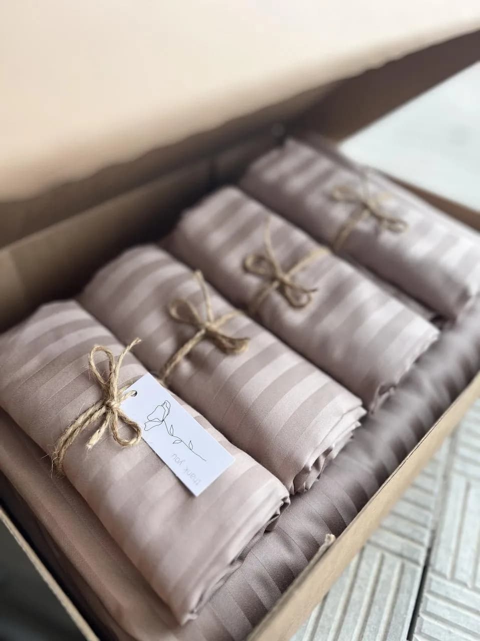 Комплект постільної білизни Страйп Сатин 100% бавовна - 619398159