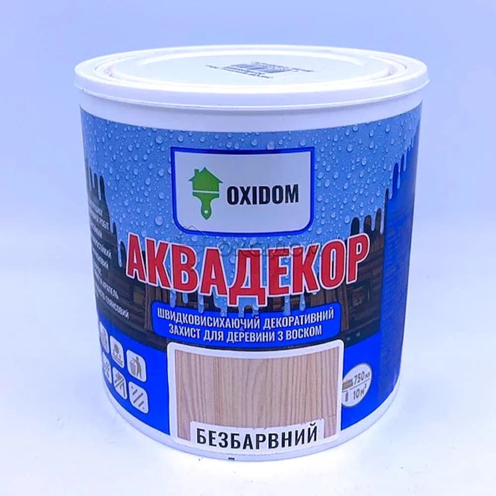 Декоративний захист для дерева на акриловій основі OXIDOM Аквадекор, 2,5 л, тик, шовковистий глянець - 108791628