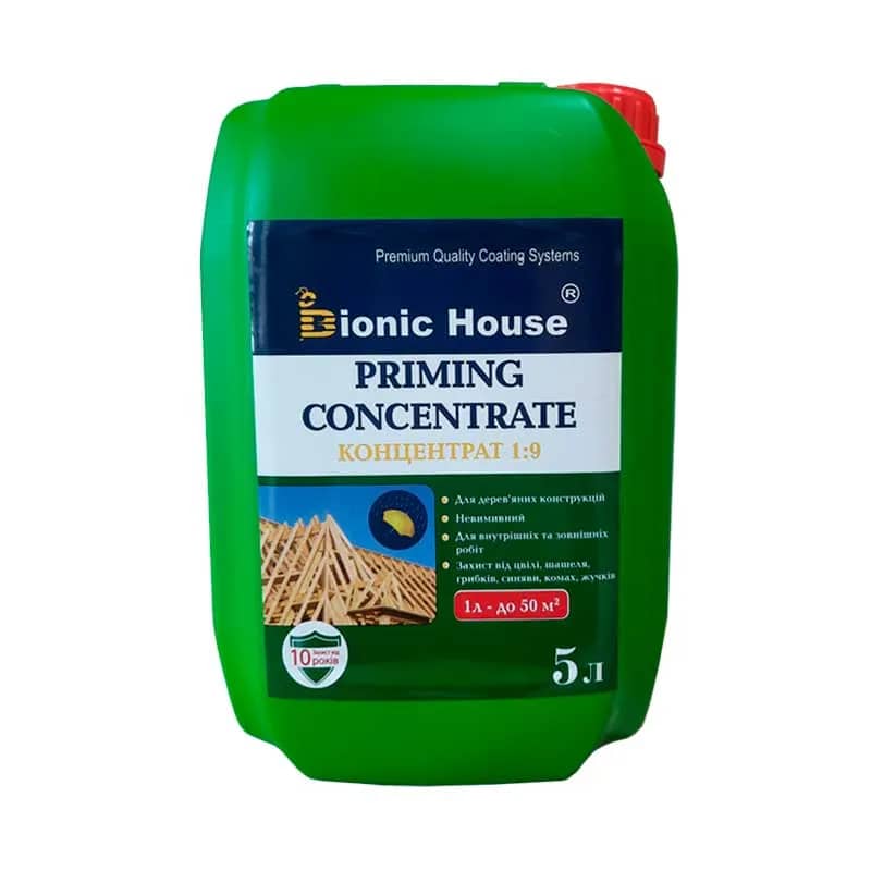 Priming Concentrate 1:9 Невимивний антисептик для дерев'яних стропильних систем, коричневий 5л - 167118013