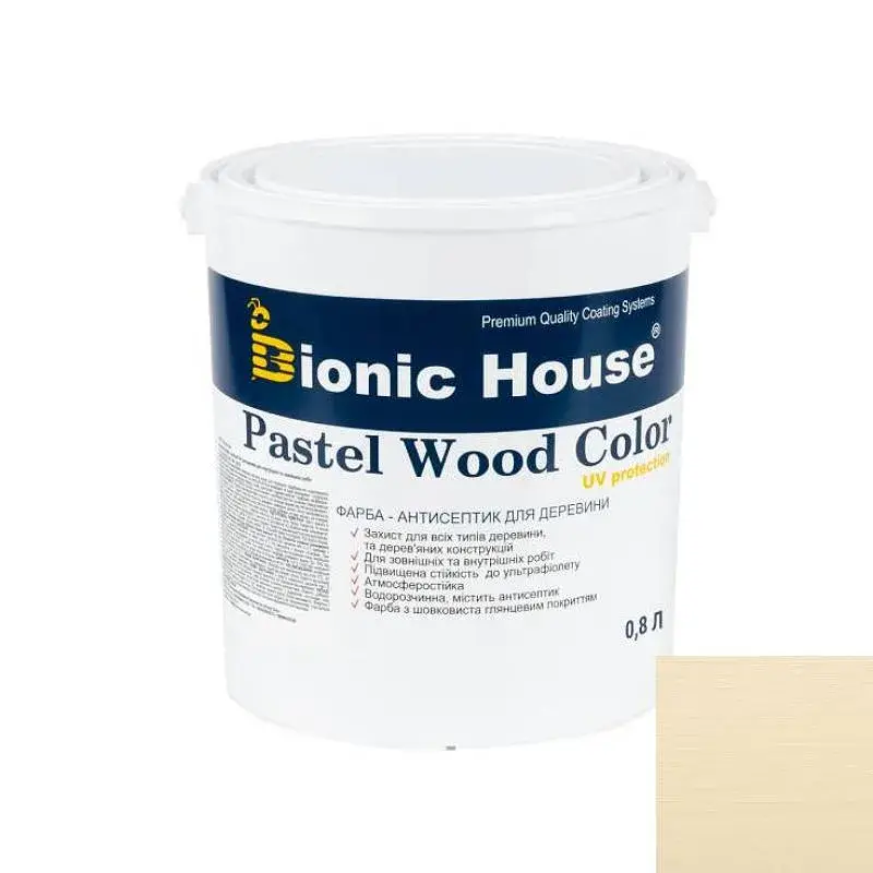 PASTEL Wood Color Сонцезахисна непрозора фарба для дерева на водній основі КАПУЧІНО 0,8л. - 672155259