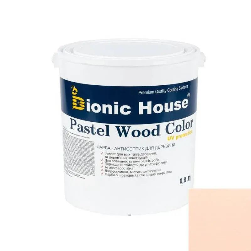 PASTEL Wood Color Солнцезащитная непрозрачная краска для дерева на водной основе ЗЕФИР 0,8л. - 304317