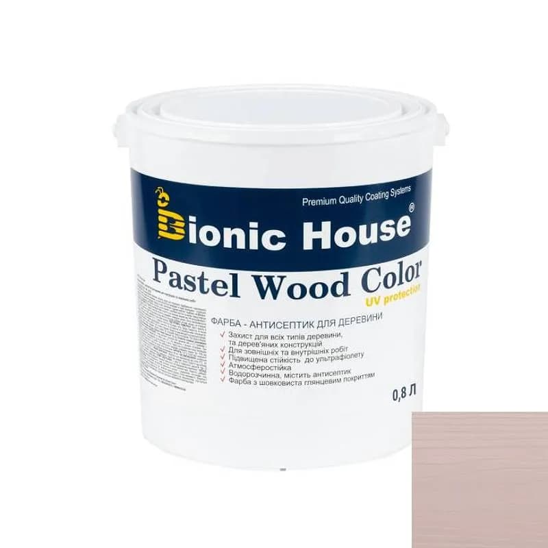 PASTEL Wood Color Сонцезахисна непрозора фарба для дерева на водній основі ЛАВАНДА 0,8л. - 041260676
