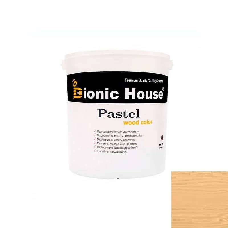 PASTEL Wood Color Сонцезахисна непрозора фарба для дерева на водній основі КАРАМЕЛЬ 2,5л. - 710144719