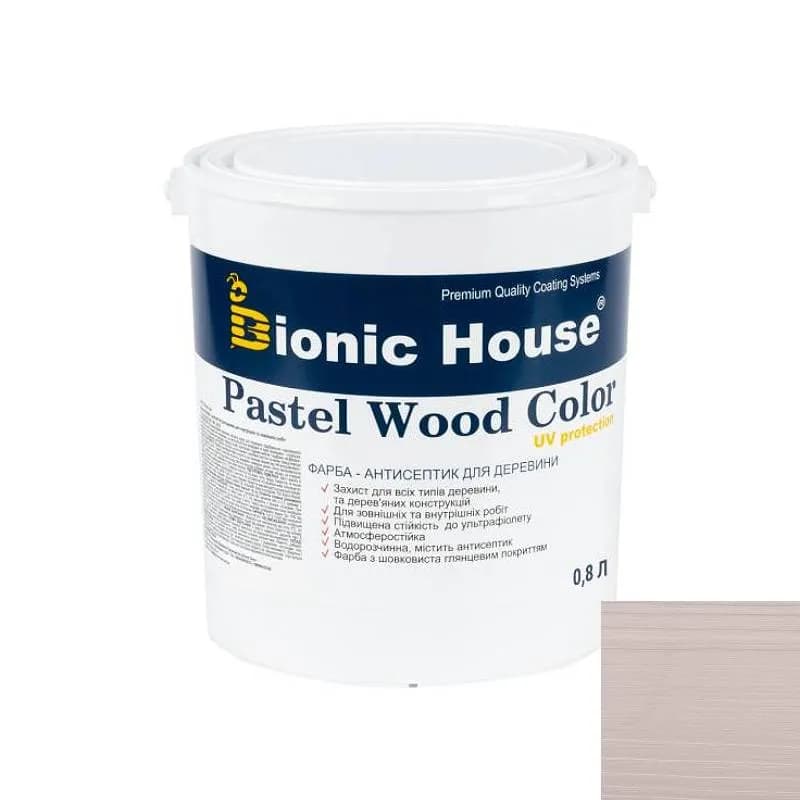 PASTEL Wood Color Сонцезахисна непрозора фарба для дерева на водній основі ГРЕЙ 0,8л. - 249450930