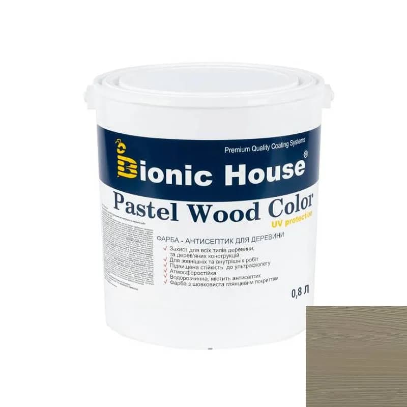 PASTEL Wood Color Сонцезахисна непрозора фарба для дерева на водній основі СІРИЙ СЛАНЕЦЬ 0,8л. - 602554087