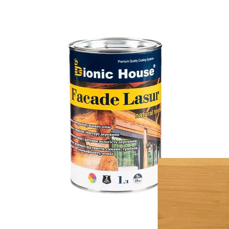 FACADE LASUR Лазур-просочення для дерева на органічній основі ДУБ 1 л - 476187736