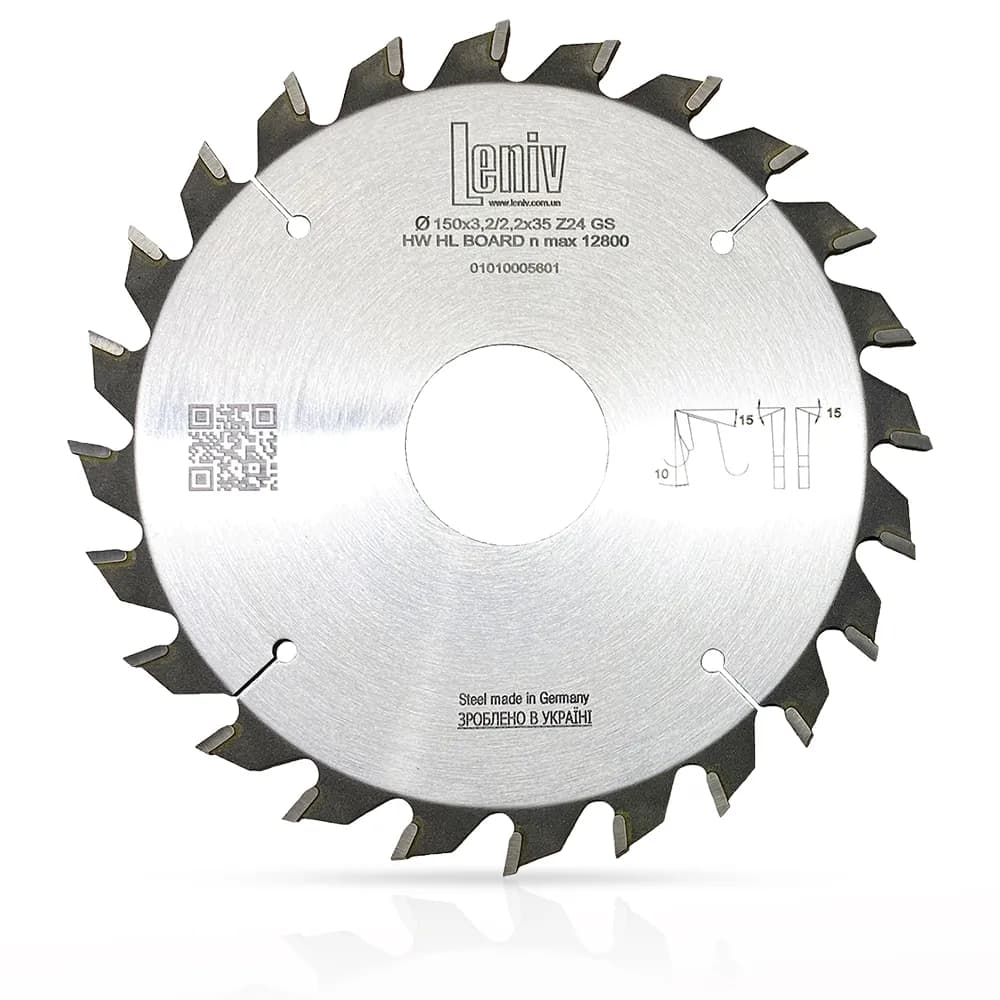 Пильний диск торцовочний Leniv D150x35 Z24 — для дерева, ДСП, фанери (4821234004376) - 447292709