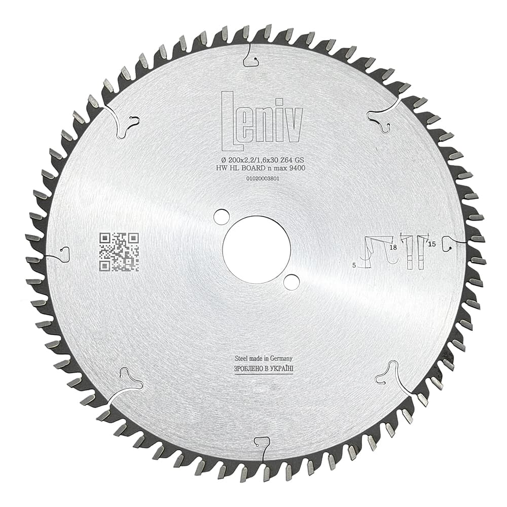 Торцовочный пильный диск 200×30 Z64 Leniv (4821234004567) - 829039572
