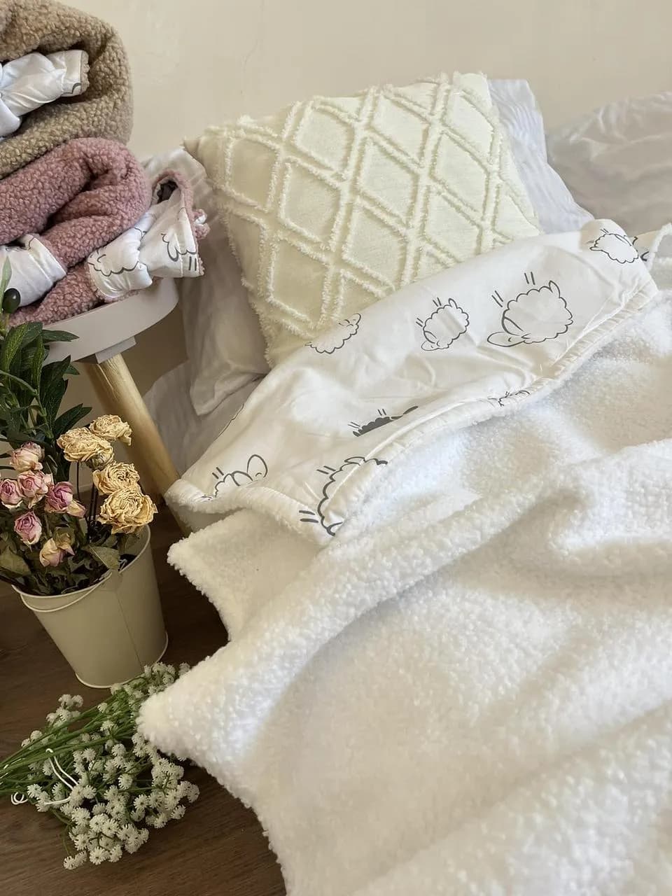 Плед детский Teddy на подкладке белый - 946843946