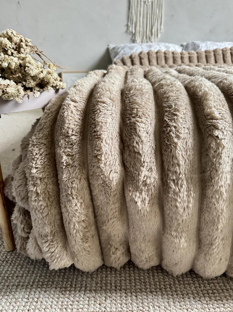 Плед плюшевий Мега полоска 200х220 см капучино - 315300