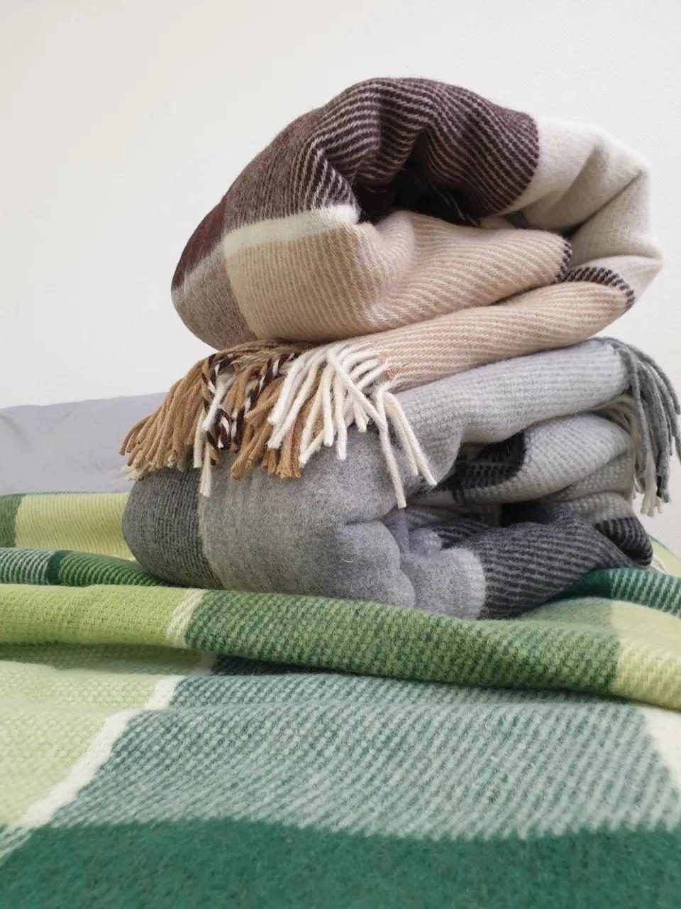 Плед Wool в клітинку шерcтяний коричневий - 315370