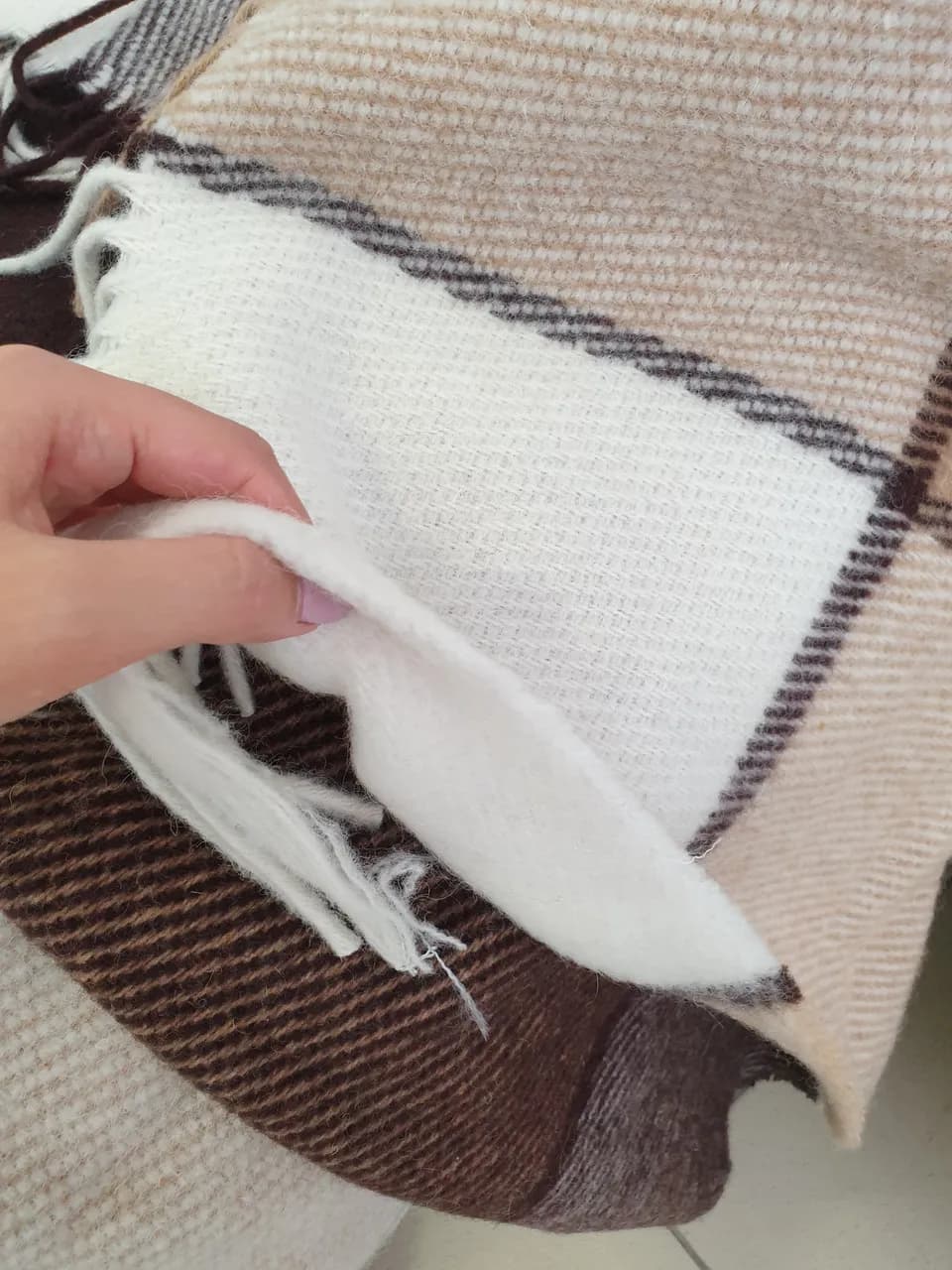 Плед Wool в клетку шерcтяный коричневый 200х220 см - 520466187