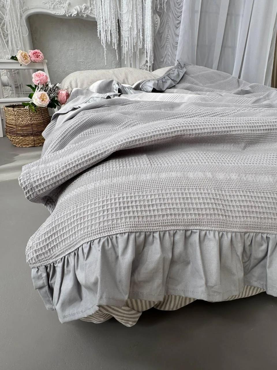 Покривало вафельне ZEINTEX Макраме сіре - 328151