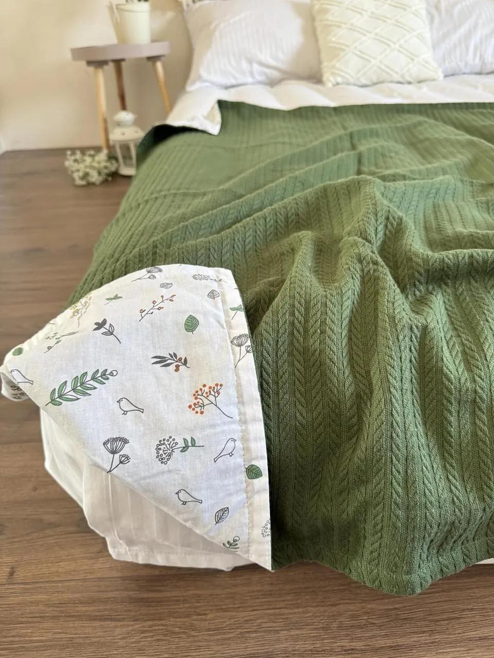 Покривало дитяче Косичка kids бавовняне зеленого кольору 100х150 см - 330846