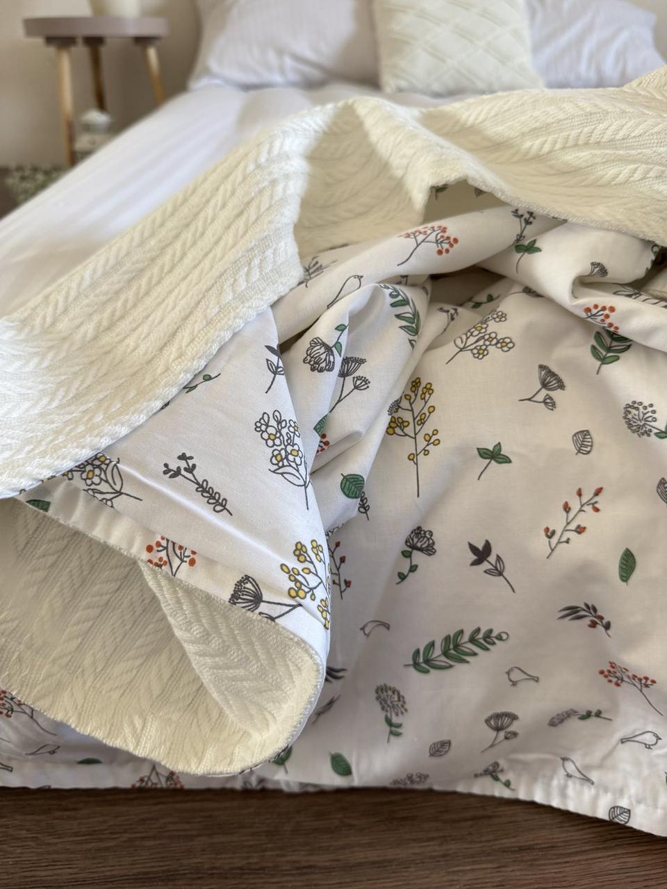 Покрывало детское Косичка kids хлопковое молочного цвета 160х220 см - 330919