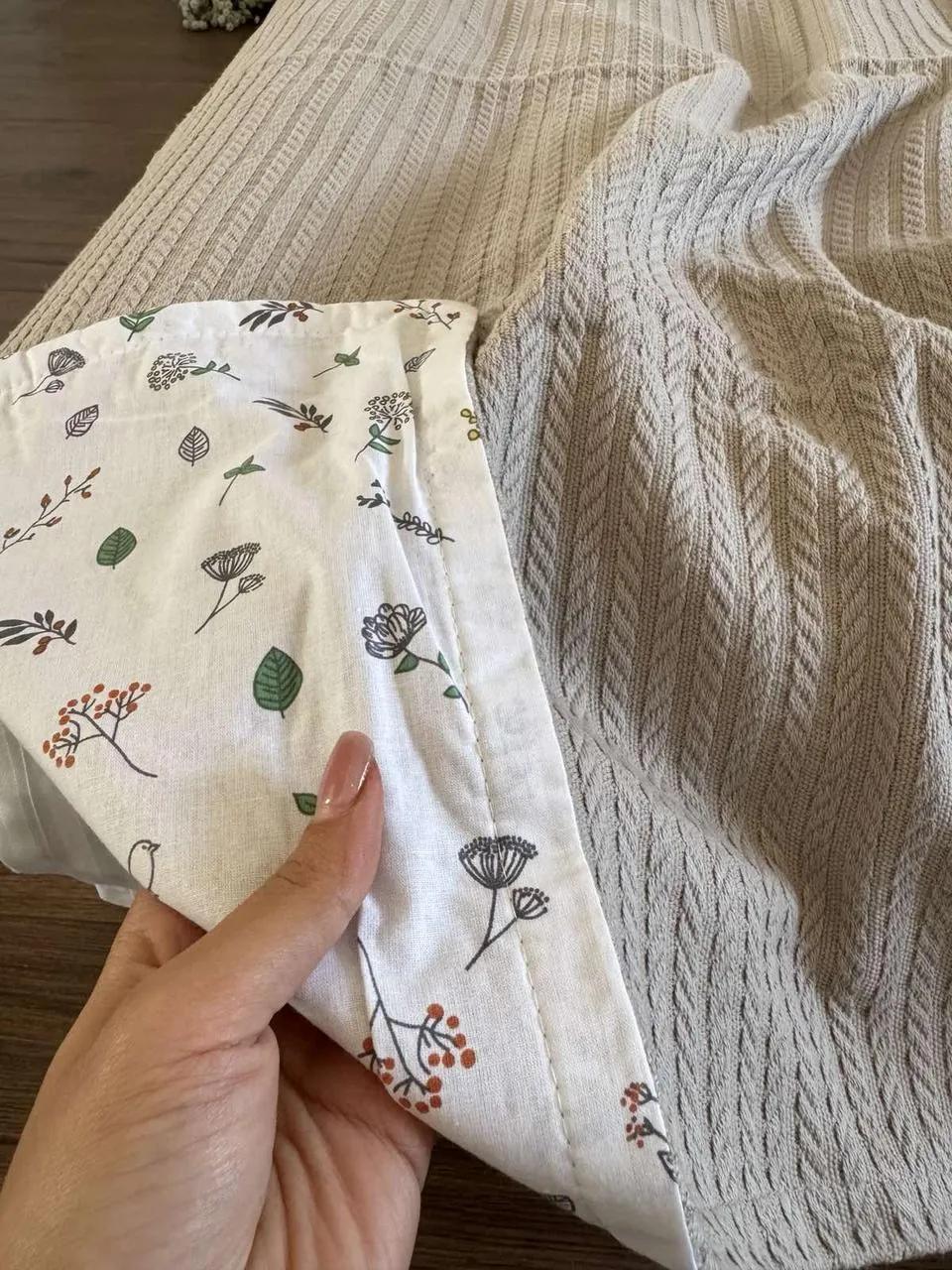 Покривало дитяче Косичка kids бавовняне сіро-бежевого кольору - 330954