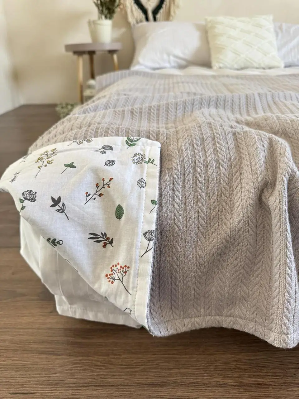 Покривало дитяче Косичка kids бавовняне сірого кольору 100х150 см - 330983