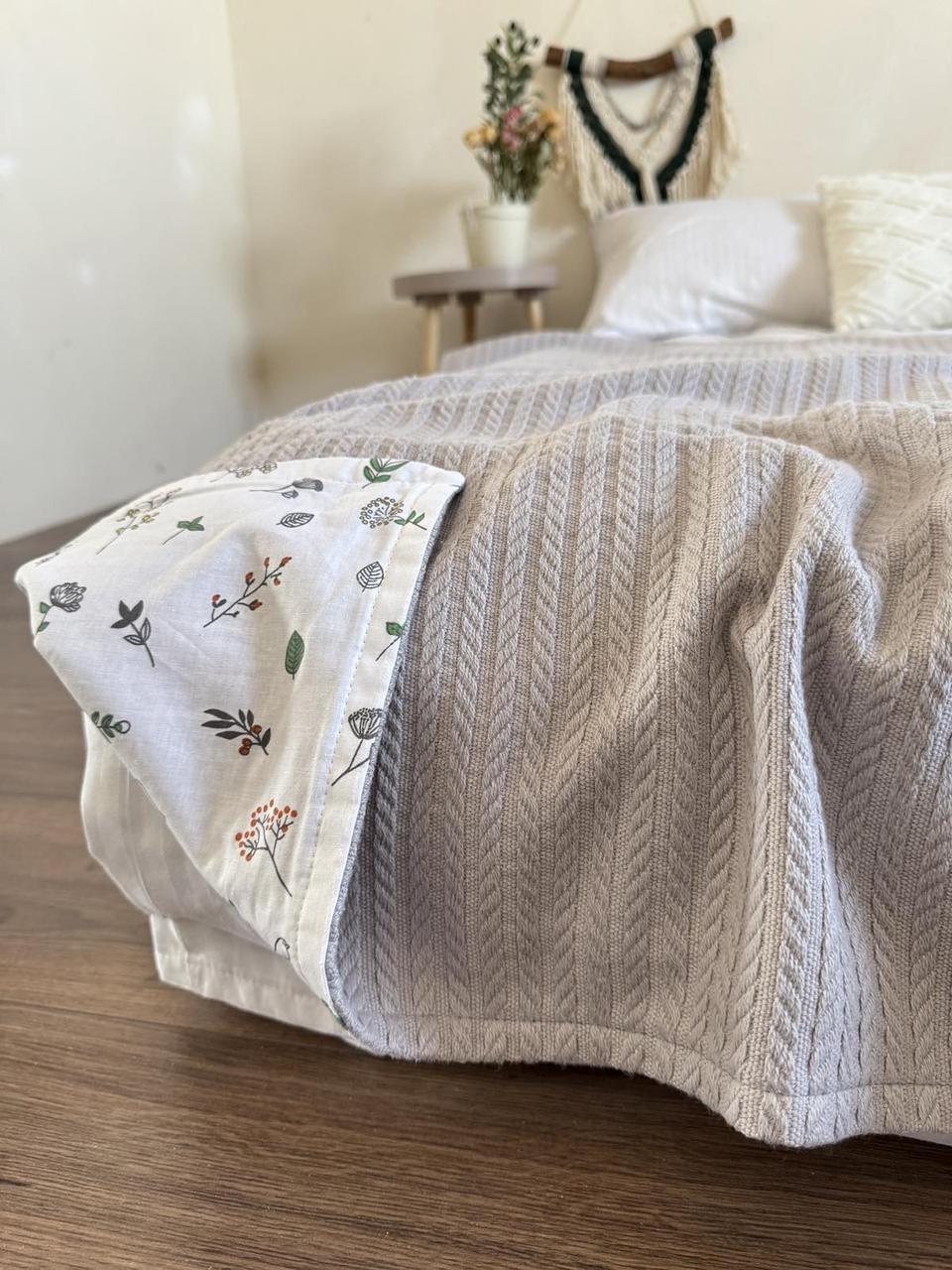 Покривало дитяче Косичка kids бавовняне сірого кольору 140х200 см - 330995