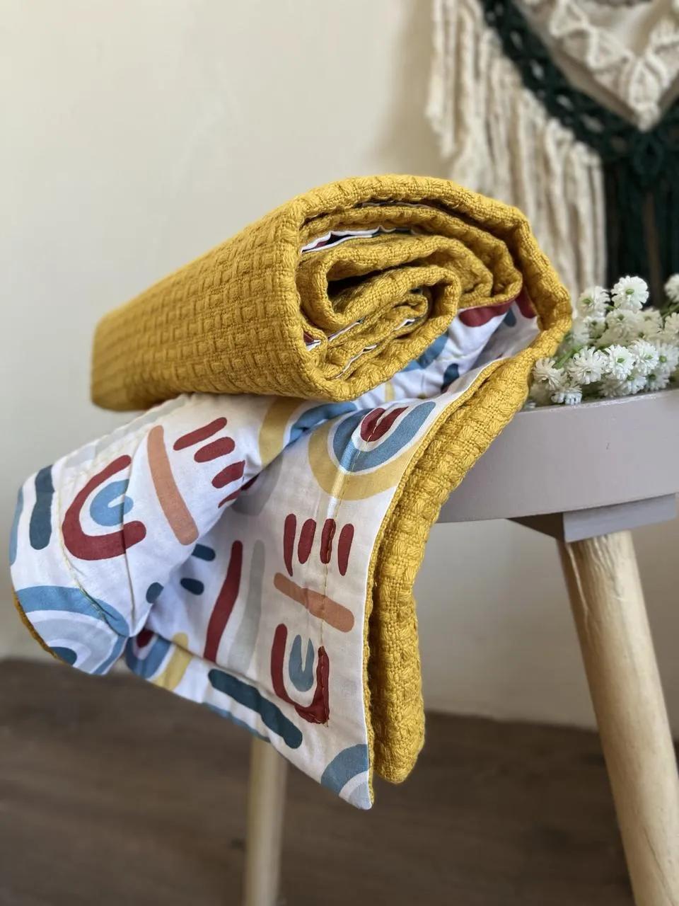 Покрывало детское Wheat kids хлопковое горчичного цвета 160х220 см - 331043