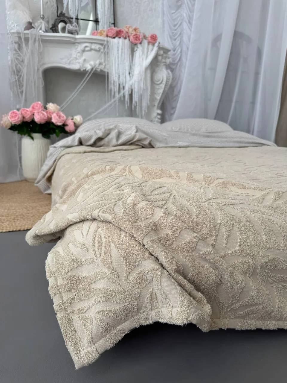Покривало махрове ZEINTEX PALERMO бавовняне бежеве 140х200 см - 331194