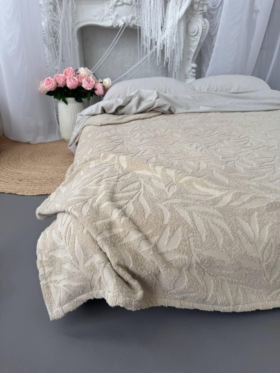 Покривало махрове ZEINTEX PALERMO бавовняне бежеве 200х240 см - 331276