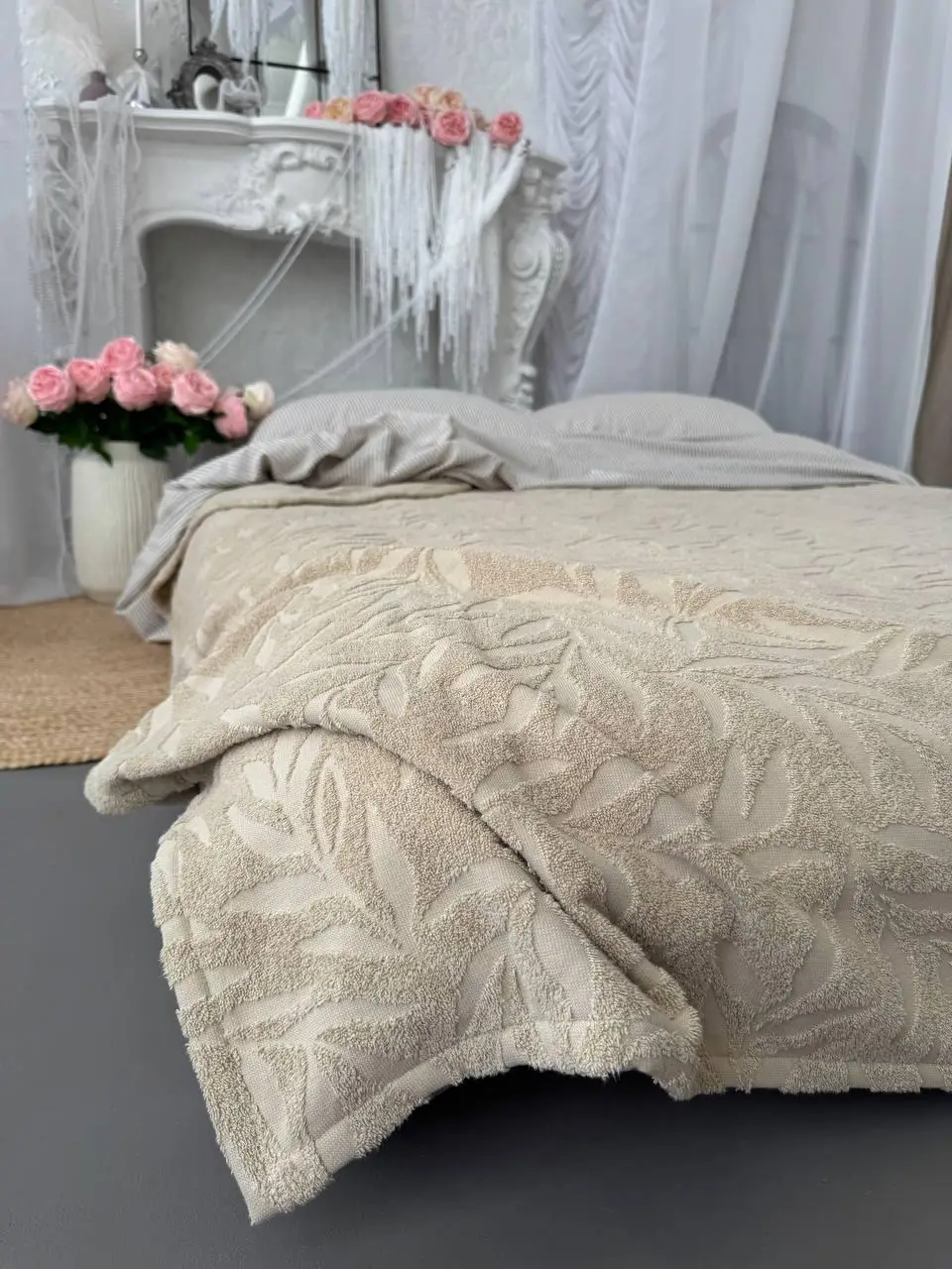 Покривало махрове ZEINTEX PALERMO бавовняне бежеве 200х300 см - 331298