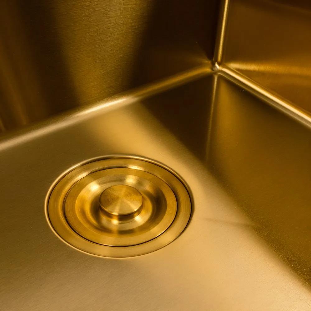 Кухонная мойка 50×50 PVD Gold Valeso Handmade (круглый сифон, 3,0/0,8) - 331493