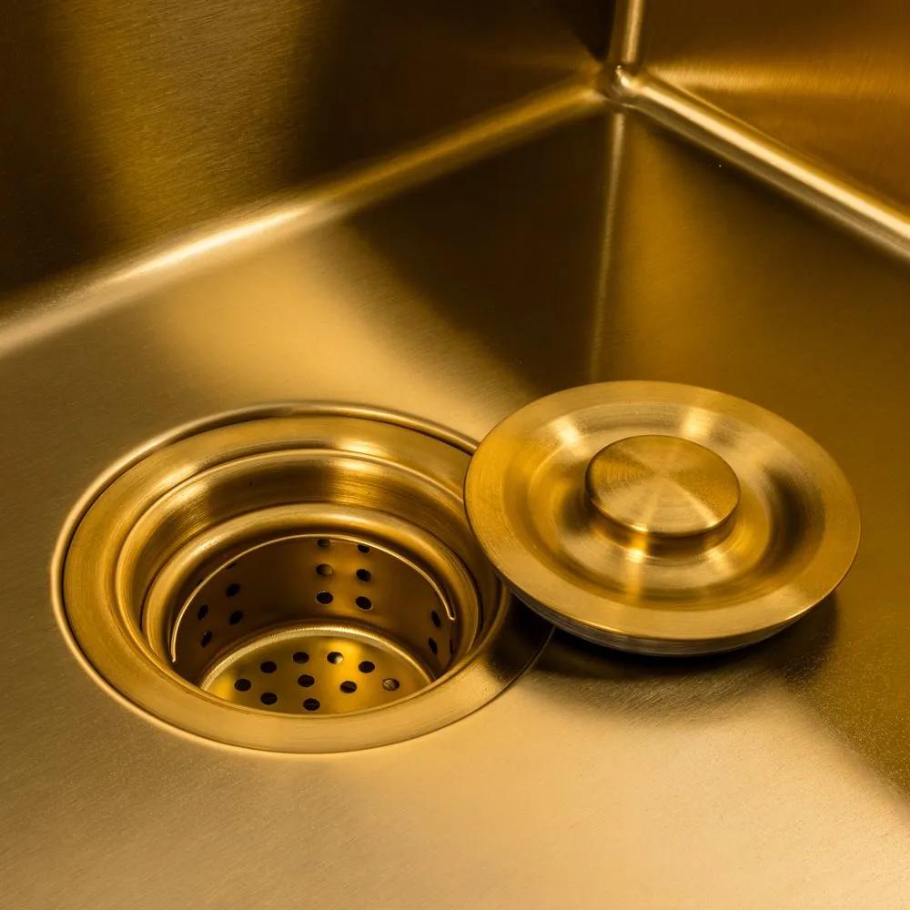Кухонная мойка 50×50 PVD Gold Valeso Handmade (круглый сифон, 3,0/0,8) - 331494