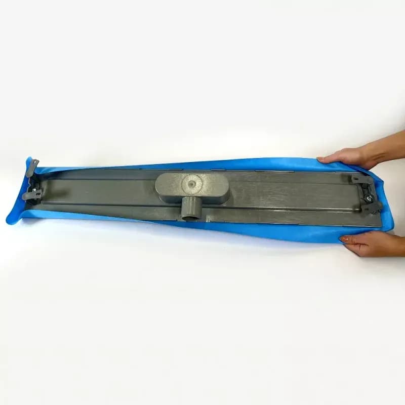 Каналізаційний трап з пластиковим фланцем і нержавіючим підрамником, решітка "Дощ" 80 см - 370716243