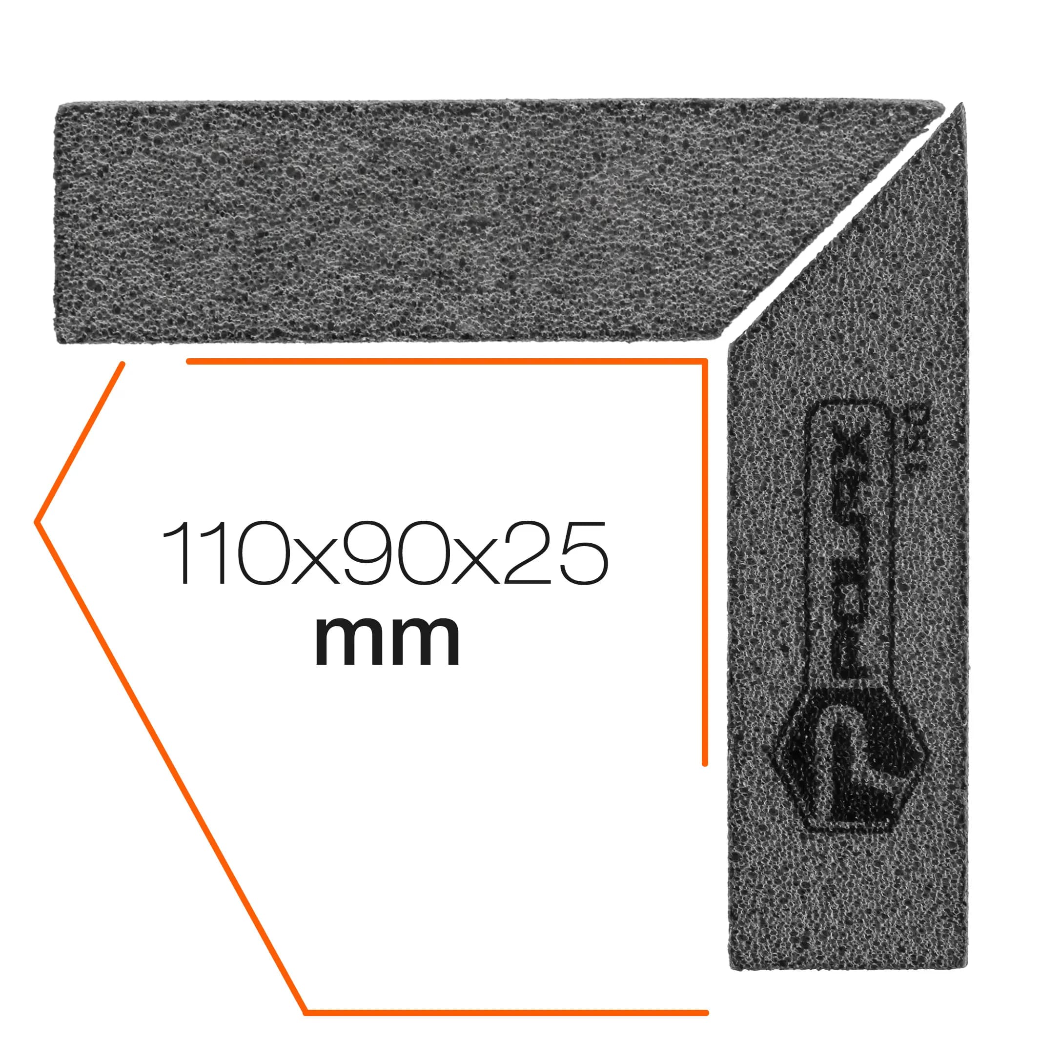 Губка шліфувальна P150 Polax кутова 110х90х25 мм (54-227) - 092389633