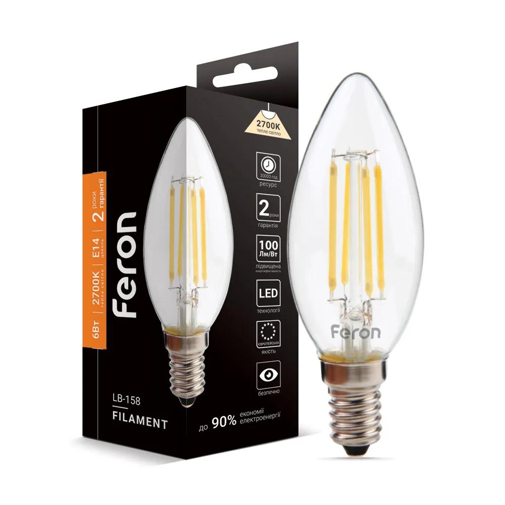Светодиодная лампа Feron Filament LB-158 6Вт E14 2700K - 342213