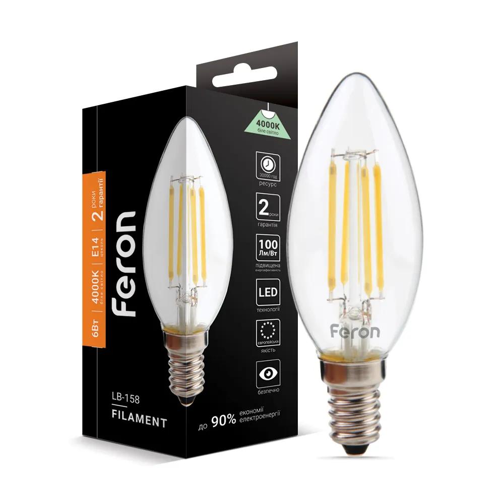Светодиодная лампа Feron Filament LB-158 6Вт E14 4000K - 342214