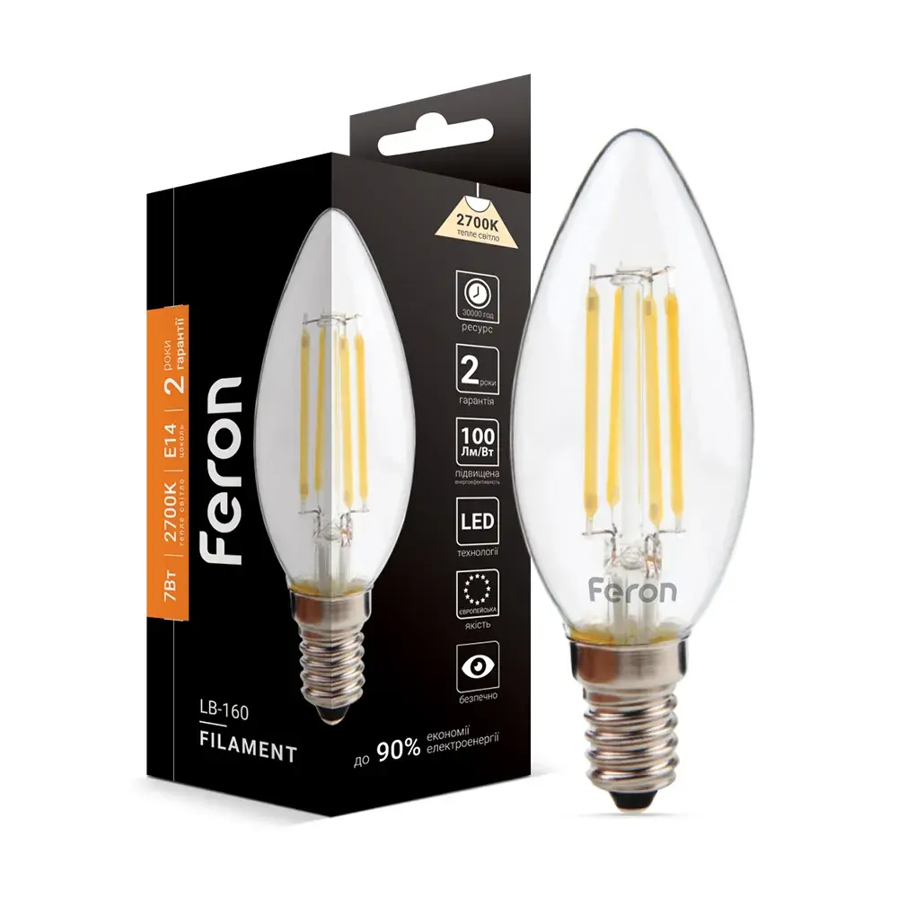 Светодиодная лампа Feron Filament LB-160 7Вт E14 2700K - 342217