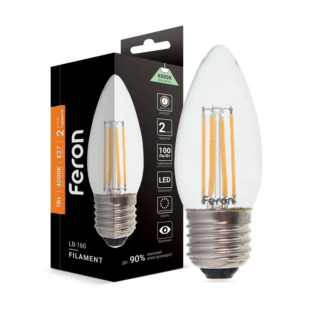 Світлодіодна лампа Feron Filament LB-160 7Вт E27 4000K - 342220