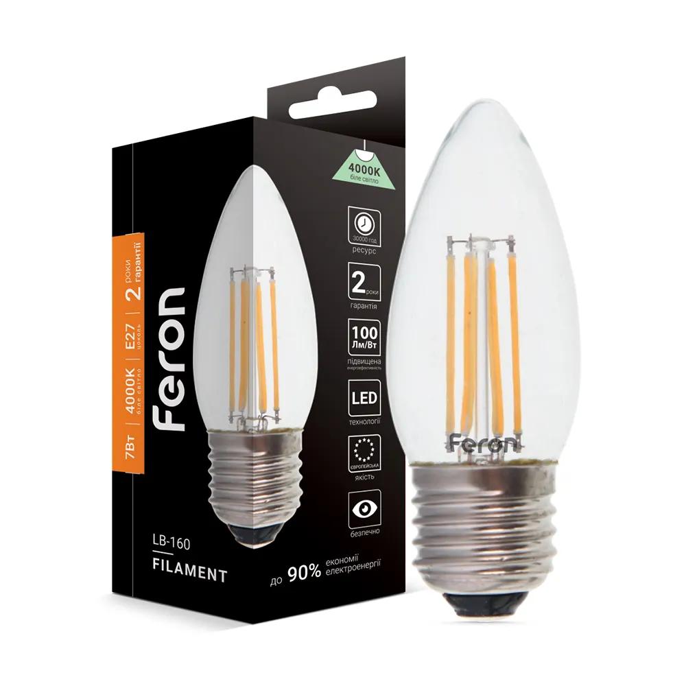 Светодиодная лампа Feron Filament LB-160 7Вт E27 4000K - 342220