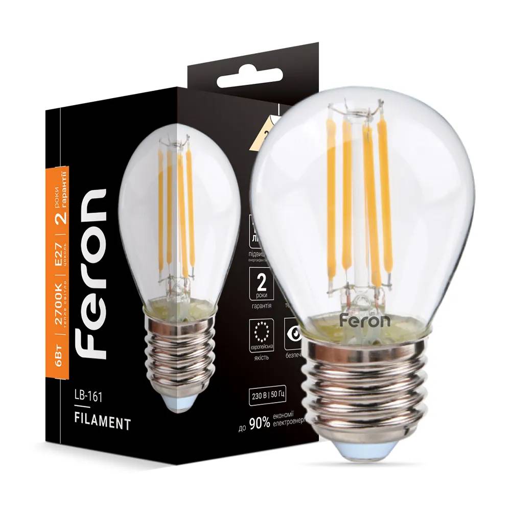 Светодиодная лампа Feron Filament LB-161 6Вт E27 2700K - 342221